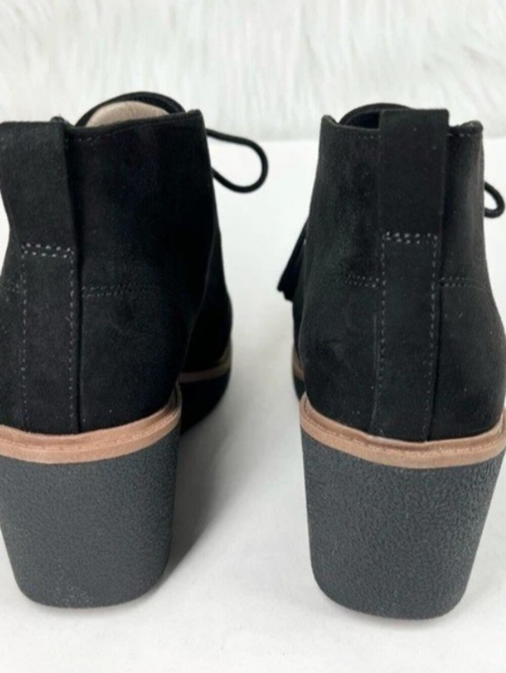 Dr. Scholl's Black Suede Lace-Up Wedge Ankle Boots. Size 7 M. New!!! - Picture 3 of 5